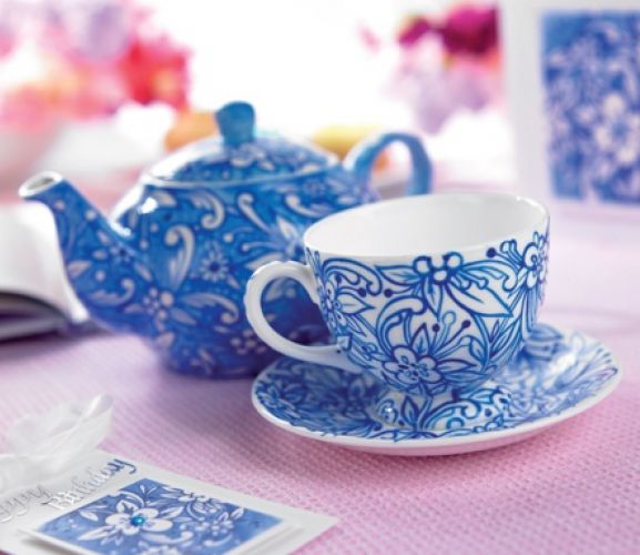 Exquisite Teapots Cups And Saucers Free Card Making Downloads More