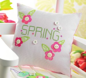 Spring cross-stich pillow