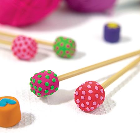 Polka Dot Clay Knitting Needle Ends - Free Craft Project – Knitting and