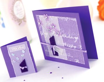 Purple Sequin Bouquet Tag & Card