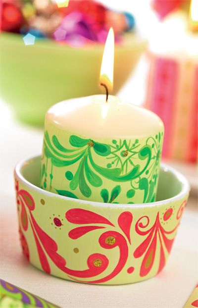 Painted Candle & Card Set