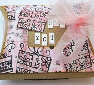 Pink Stamped Kraft Paper Gift Box Pink Stamped Kraft Paper Gift Box
