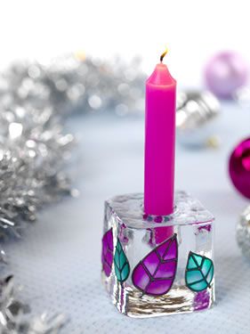 Handpainted Glass Candle Holder Handpainted Glass Candle Holder