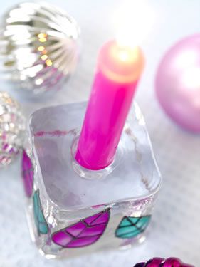 Handpainted Glass Candle Holder Handpainted Glass Candle Holder