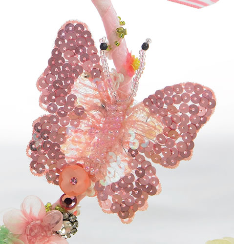 Beaded Pink Butterfly Wall Hanging Beaded Pink Butterfly Wall Hanging