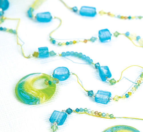 Seaside Blue & Green Bead Lariat Necklace Seaside Blue & Green Bead Lariat Necklace