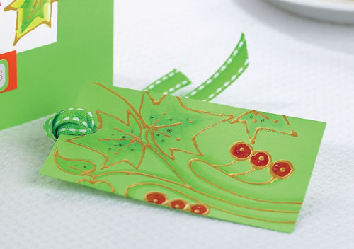 Acetate Painted Christmas Holly Window Card Acetate Painted Christmas Holly Window Card