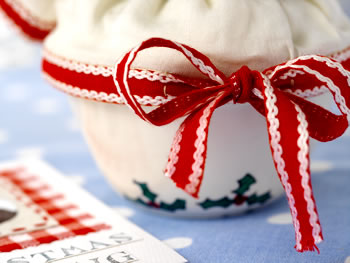 Stitched Gingham Christmas Pudding Card Stitched Gingham Christmas Pudding Card