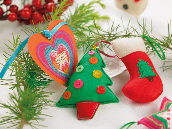 Stitched Felt Christmas Tree Decs Stitched Felt Christmas Tree Decs