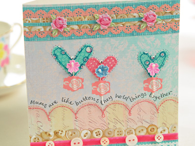 Stitched Feminine Card, Gift Tag & Fabric Heart Stitched Feminine Card, Gift Tag & Fabric Heart
