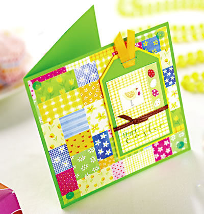Yellow Gingham Tag Easter Card Yellow Gingham Tag Easter Card