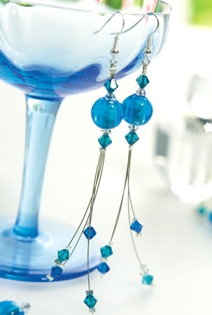Blue Bead & Crystal Earrings Blue Bead & Crystal Earrings