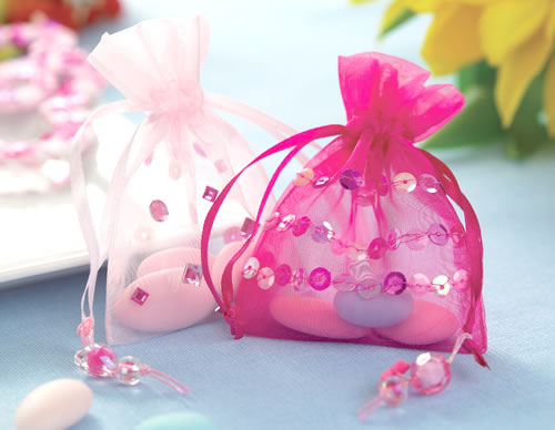 Pink Sequin Organza Gift Bags Pink Sequin Organza Gift Bags