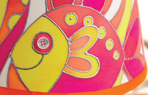 Painted Fish Silk Lampshade Painted Fish Silk Lampshade