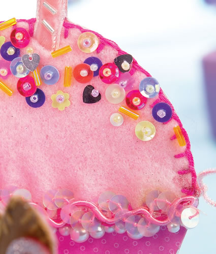 Stitched & Beaded Felt Cupcake Stitched & Beaded Felt Cupcake