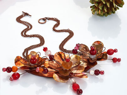 Create Copper Sheet Flowers Necklace Create Copper Sheet Flowers Necklace