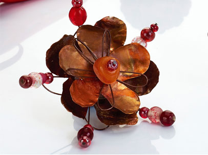Create Copper Sheet Flowers Brooch Create Copper Sheet Flowers Brooch