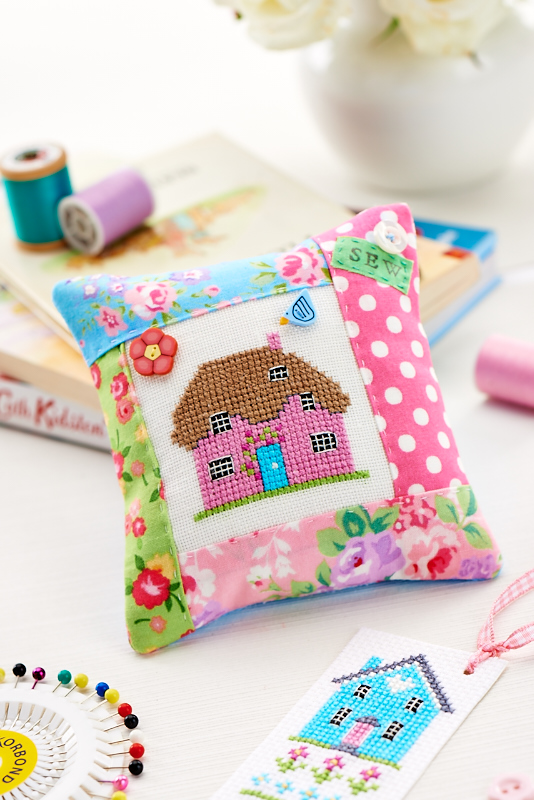 Cross-Stitch Cottage Pincushion Cross-Stitch Cottage Pincushion