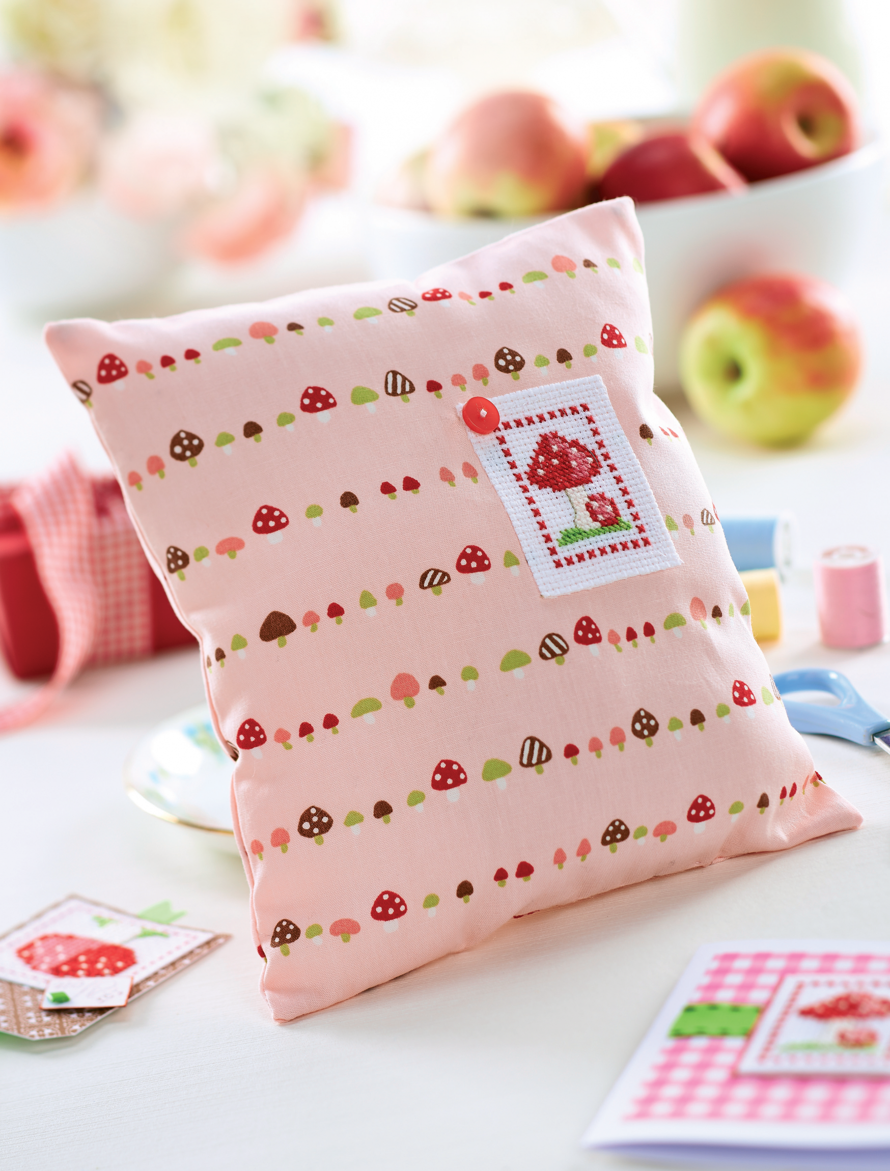 Cross-Stitched Toadstool Cushion Cross-Stitched Toadstool Cushion