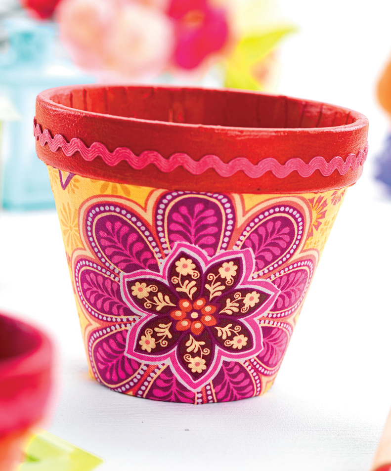 Fabric Decoupage Plant Pots Fabric Decoupage Plant Pots