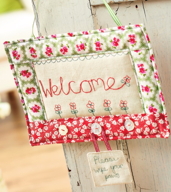 Free-Motion Stitched Welcome Sign Free-Motion Stitched Welcome Sign