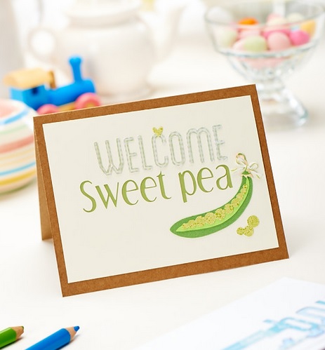 Welcome Sweetpea Papercut Baby Card Welcome Sweetpea Papercut Baby Card