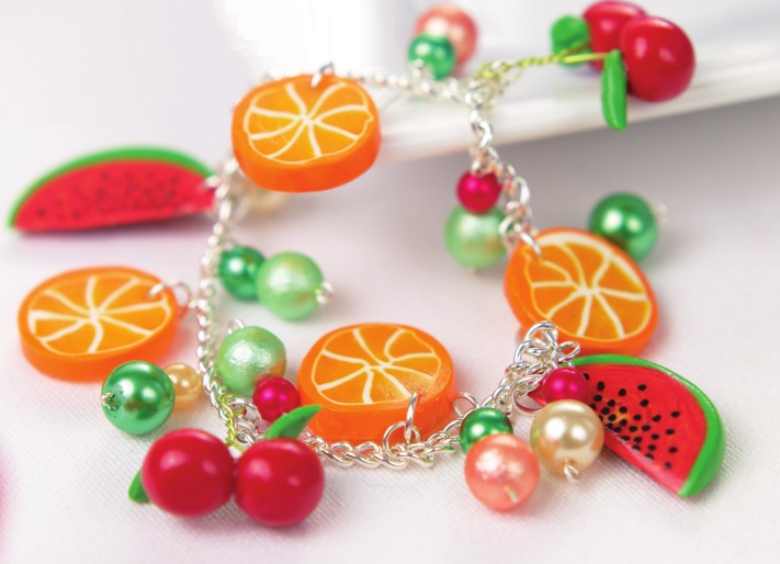Polymer Clay Fruit Charm Bracelet Polymer Clay Fruit Charm Bracelet